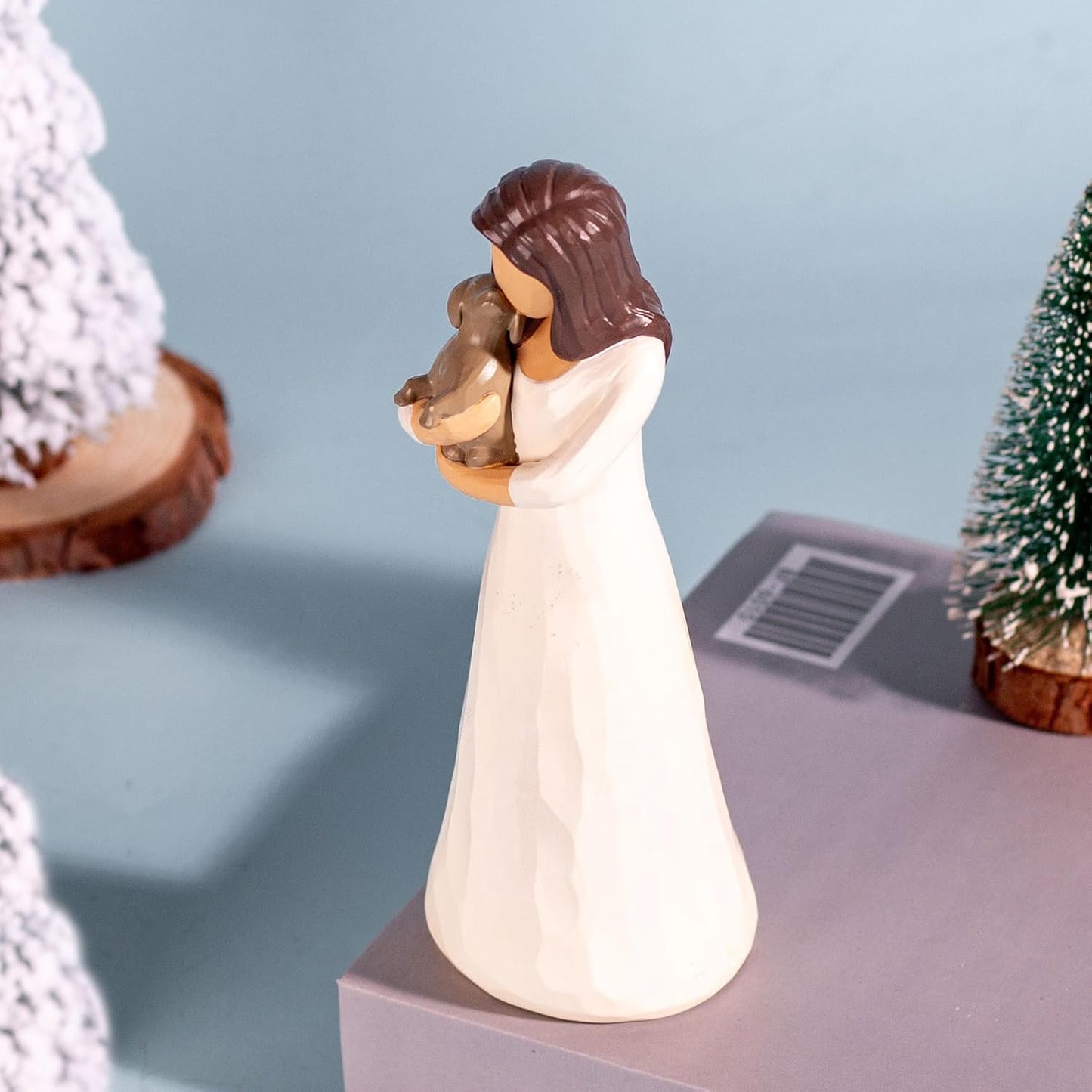 Skiennix Dog Memorial Gifts - Hand-Painted Resin Figurine | Girl Hugging Dog Statue with Gift Box