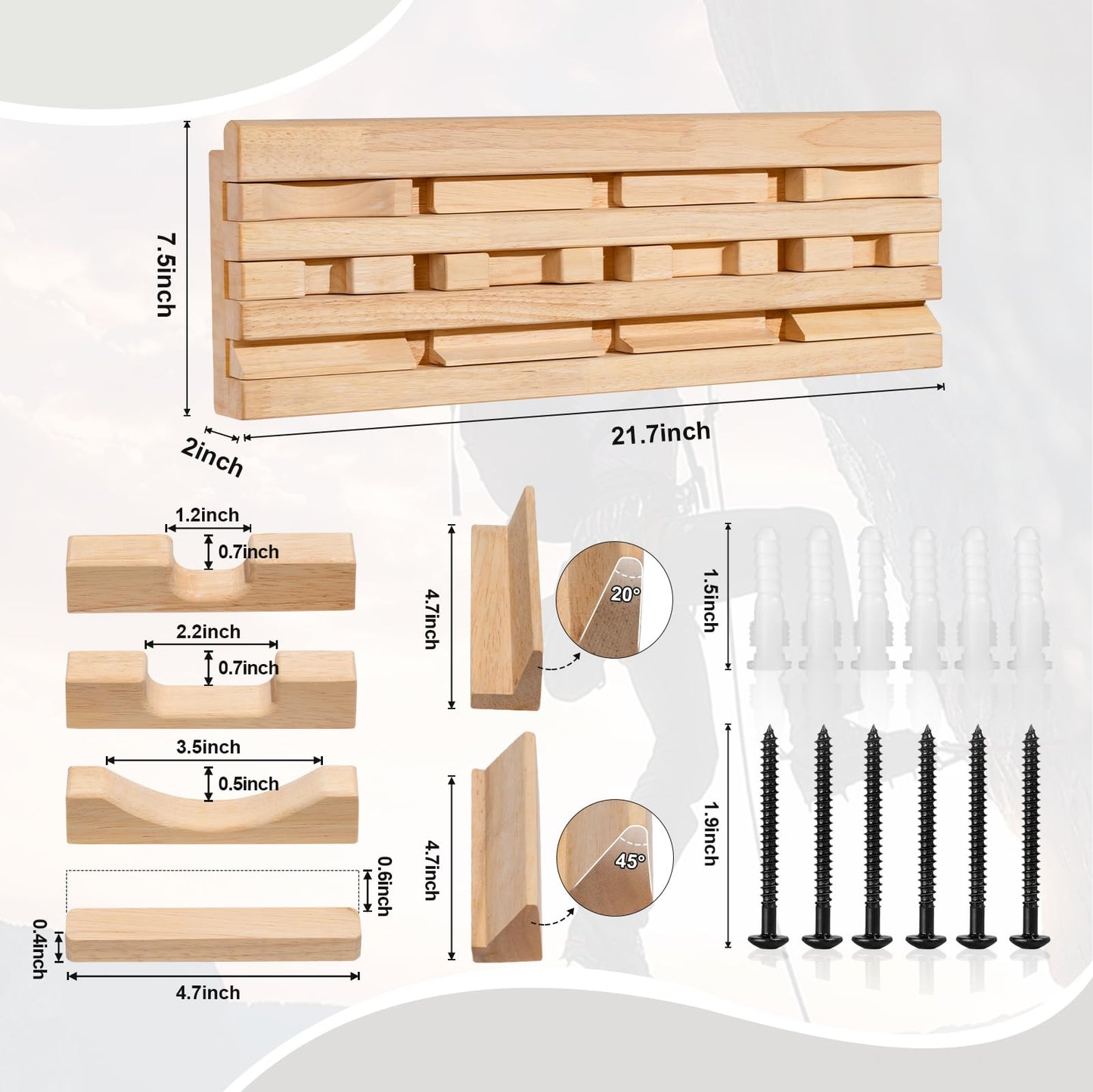 SINGBLA DIY Hangboard Rock Climbing, Wooden Climbing Hang Board as Training Fingerboard with Magnetic Multifunctional Block, Doorway Hangboard for Hanging Practice and Finger Strength Training