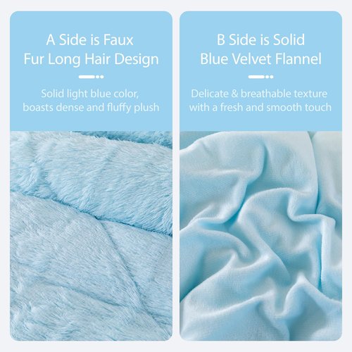 BYHOFMLY Light Blue Fluffy Girls Comforter Set Twin Size 3 Pieces Faux Fur Plush Shaggy Bedding Set for Teen Girls Soft Warm Furry Velvet Kids Bed Sets (Light Blue, Twin)