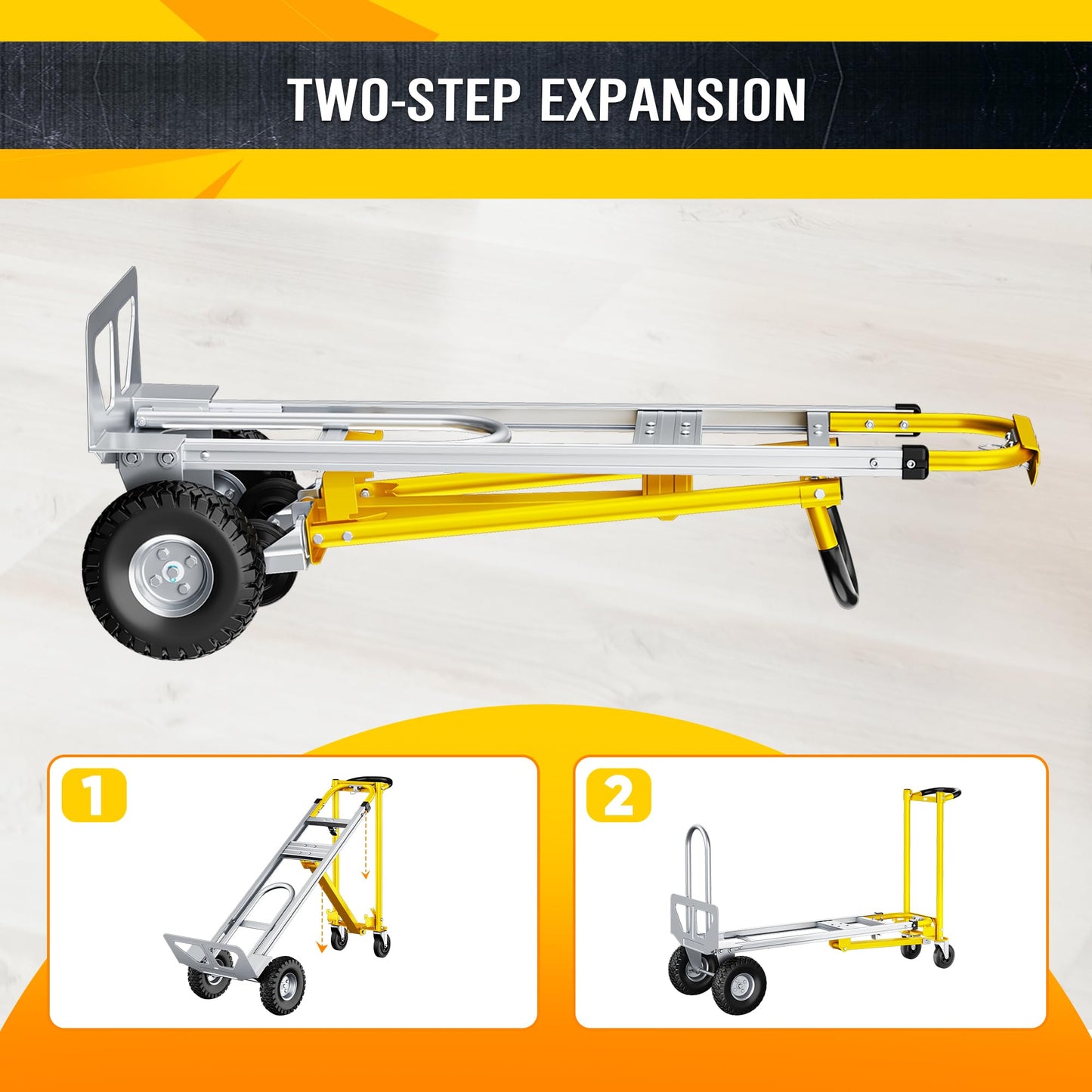 Dkenicor 4 in 1 Folding Hand Truck, 1000lbs Capacity Dolly Cart Industrial Convertible Heavy Duty with Retractable Handle and 4 Rubber Wheels, Collapsible Cart for Home, Office, Warehouse, Silver 2026
