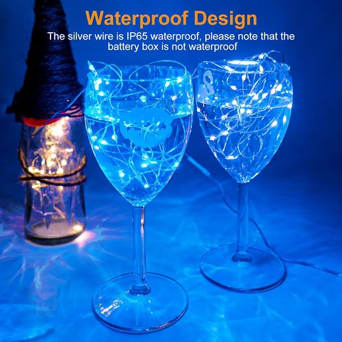 Btfarm 30 Pack Fairy Lights - Battery Operated Twinkle Lights | 7ft Waterproof Mini Silver Wire for Weddings & Decor, Blue