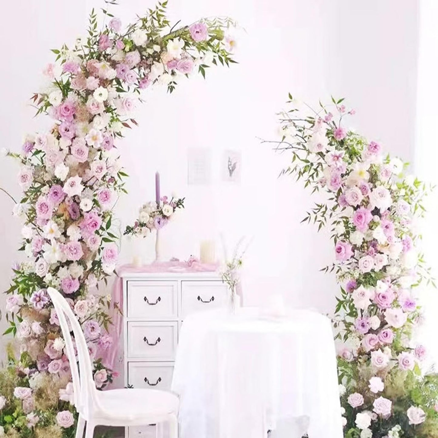 SATBIR 2pcs Large Wedding Arch with Base Flower Stand Arch Bracket Stand Backdrop Stand For Wedding Party Elegant Decorations & Garden Climbing Plants Vines,8.2&6.9 FT-Gold