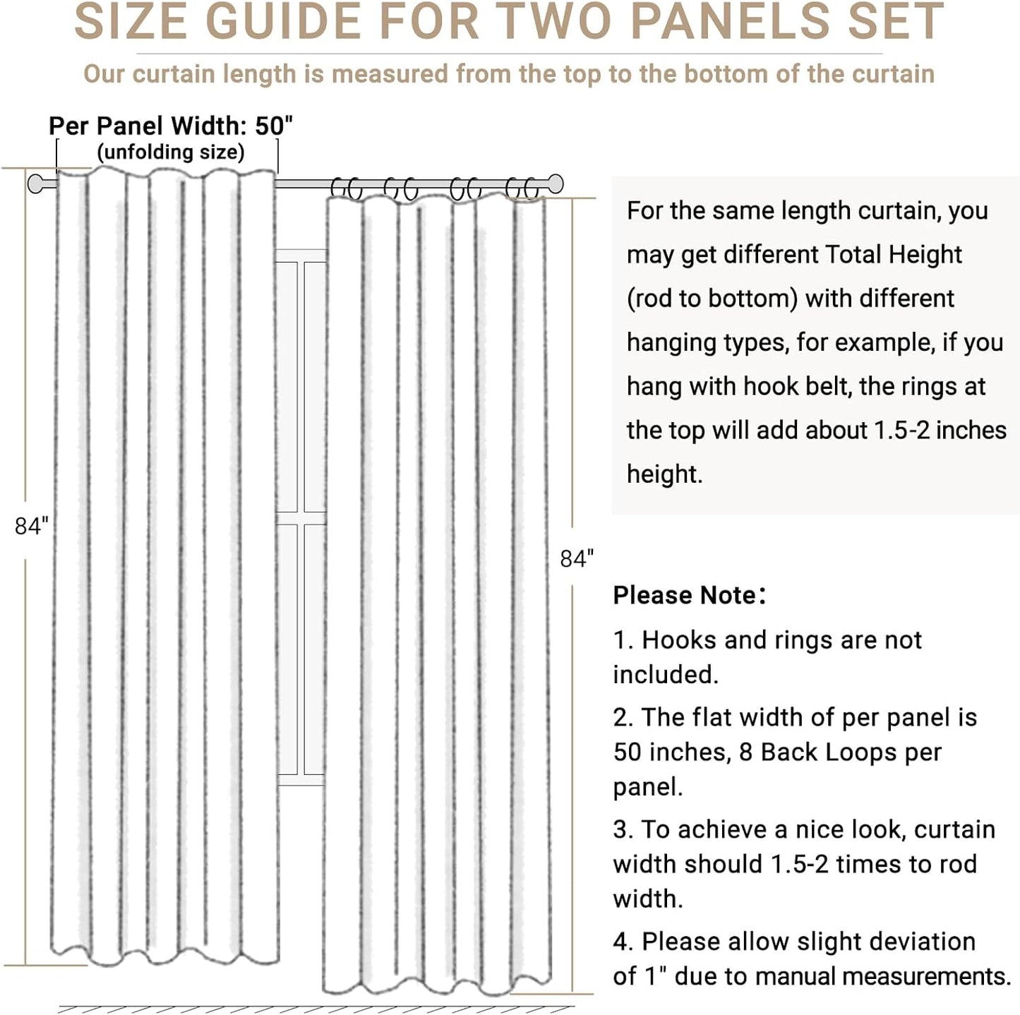 Skiennix 100% Blackout Linen Curtains - Thermal Insulated Drapes for Bedroom | 50" W x 120" L, Grey