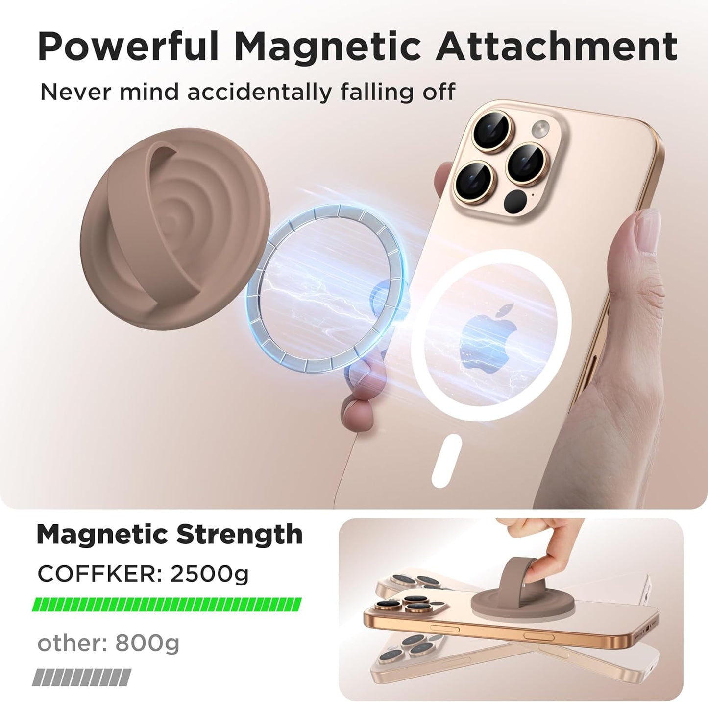 COFFKER 17/16/15/14/13/12 Magnetic Phone Grip Ring Holder, Liquid Silicone Magnet Cell Phone Grip Finger Loop