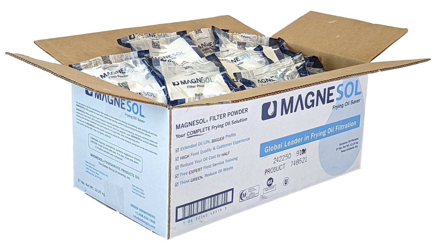 Magnesol Deep Fryer Oil Filter Powder (90x 4.8oz Sachets) - Cooking Oil Filter Powder - Allows Reuse, Extends Life by 3x - Removes Impurities, Improves Flavor by FryOilSaver Co.