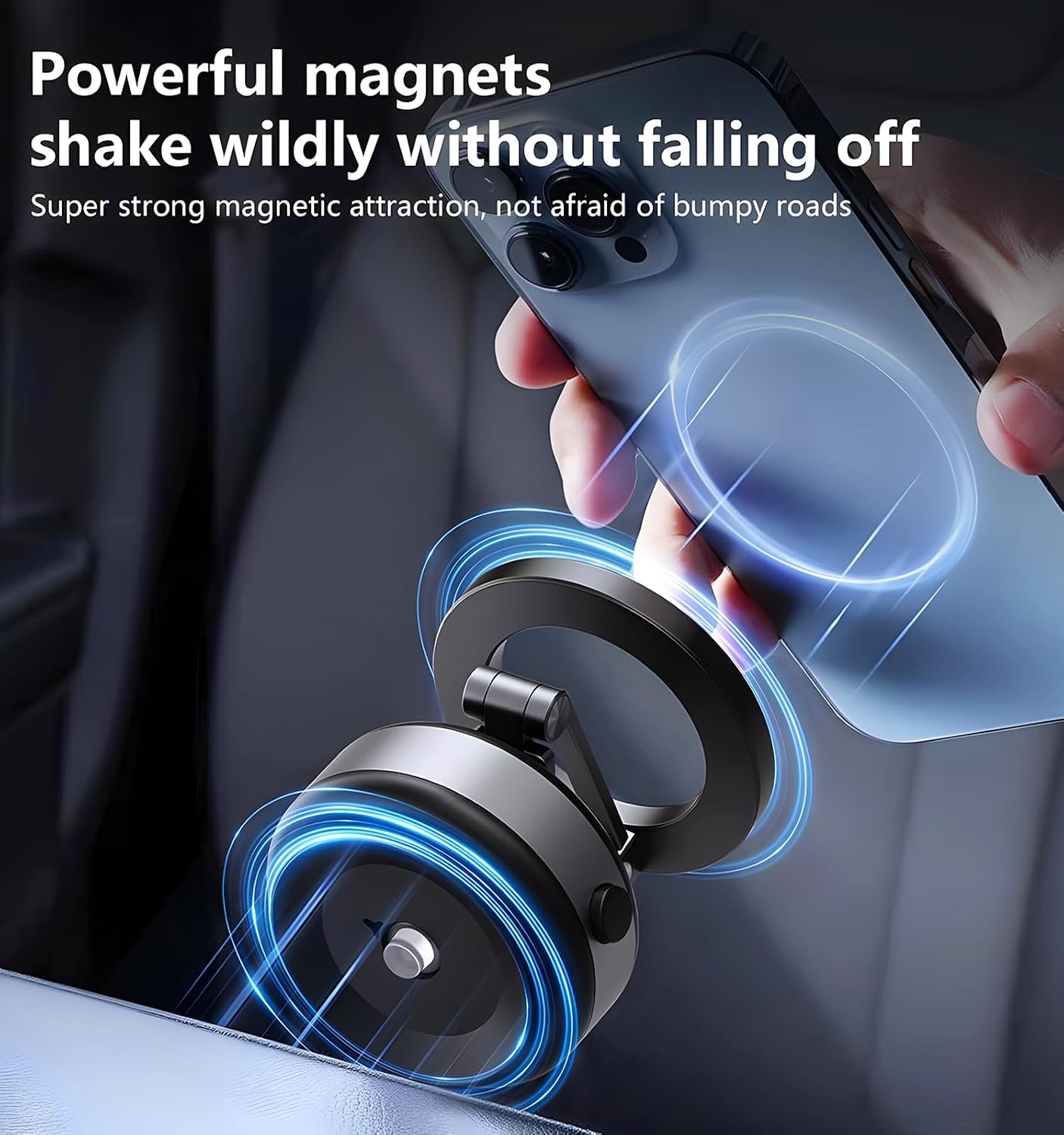 AGANS 360 Electric Vacuum Suction Cup Phone Mount, Rotatable Universal Magnetic Car Mount for Dashboard & Windshield