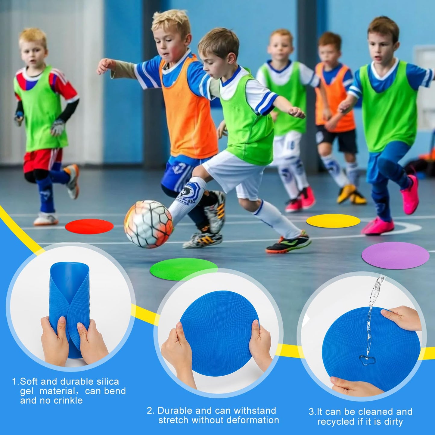 WildTracks 9 inch Spot Markers Flat Field Cones, Non Slip Rubber Agility Markers Flat Field Cones for Soccer Basketball Sports Speed Agility Training （18 pcs）