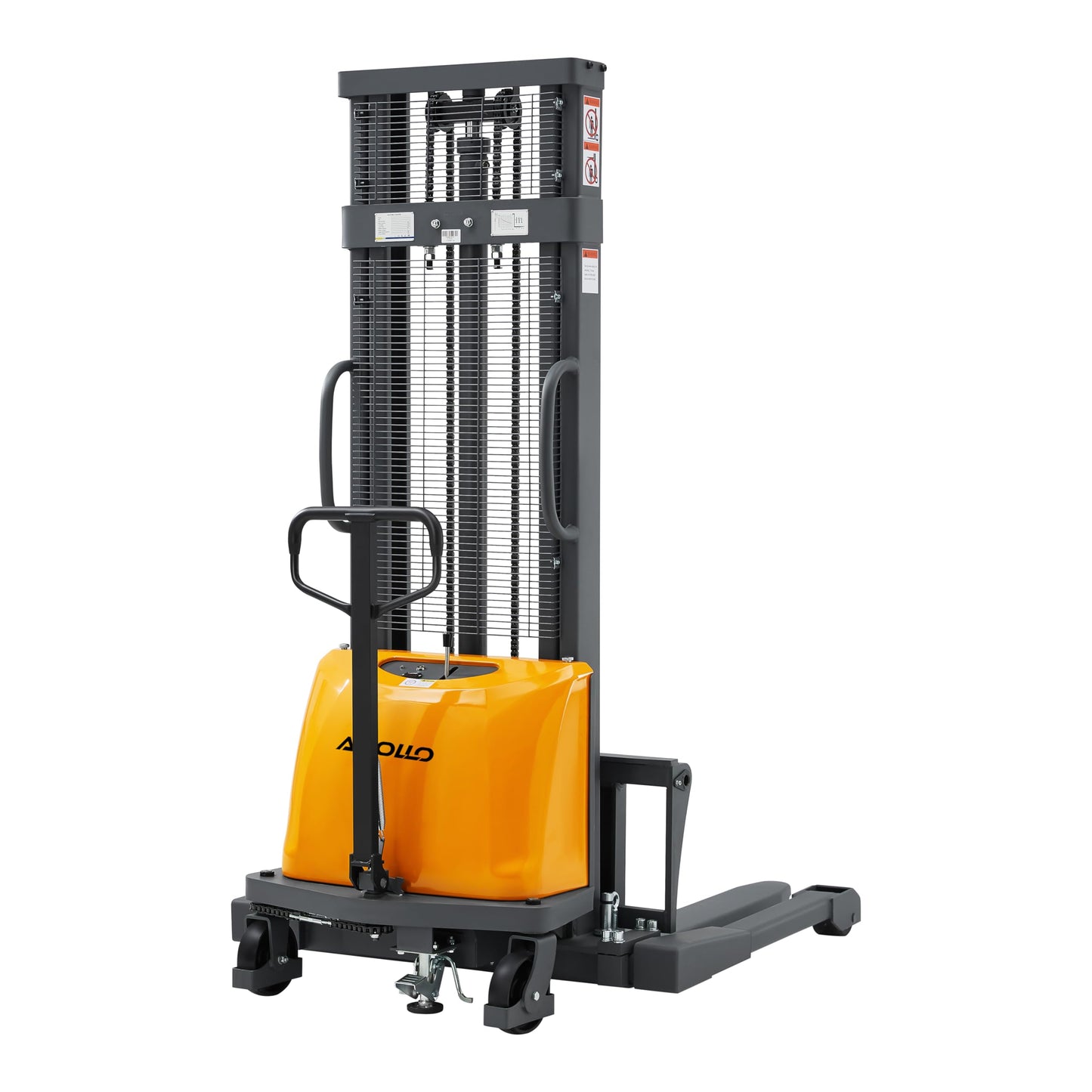 APOLLOLIFT Semi Electric Stacker, Pallet Stacker 98inch Lifting Height Material Lifter for Warehouse 3300lbs Capacity Straddle Legs with Adjustable Forks