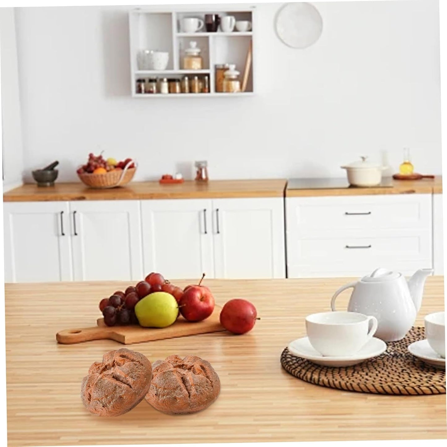 Hbbgdiy 2PCS 6x3.2 Inch, Realistic PU Bread Artificial Bakery Display & Photography Props for Shop Window, Kitchen Dcor