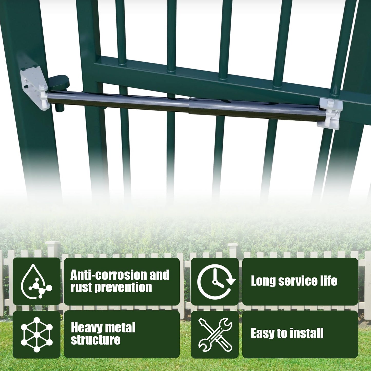 TB600B Hydraulic Heavy Duty Gate Closer for Outdoor Gate 150 to 250 Pounds in Weight, 44 to 72Inches in Width Suitable for Farms, Pastures, Open Stadiums, Home Yards (Black)
