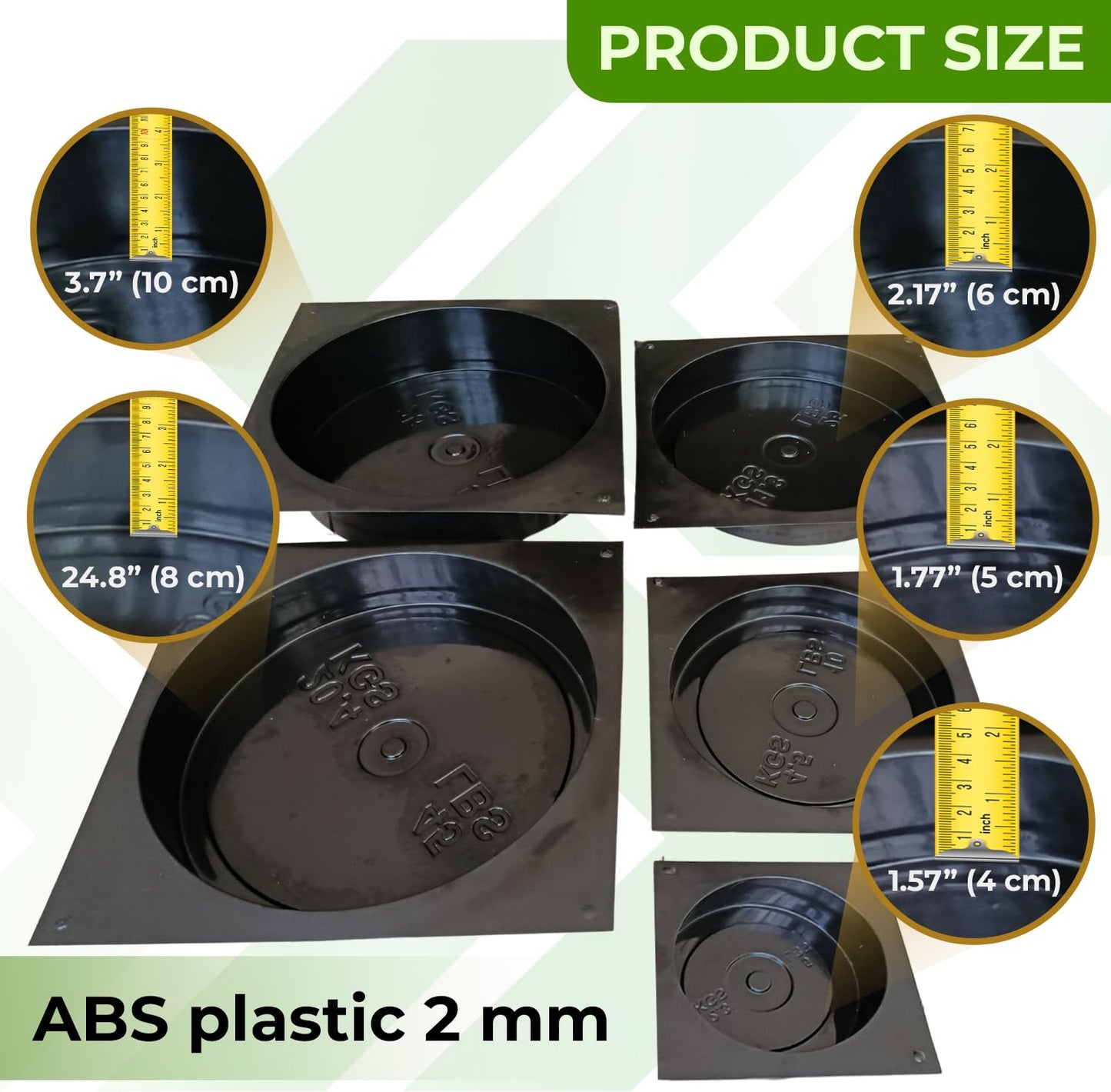 BETONEX DIY Concrete Weight Mold Set - 5 pcs ABS Plastic 2mm Thick - Dumbbell & Barbell Weight Plates