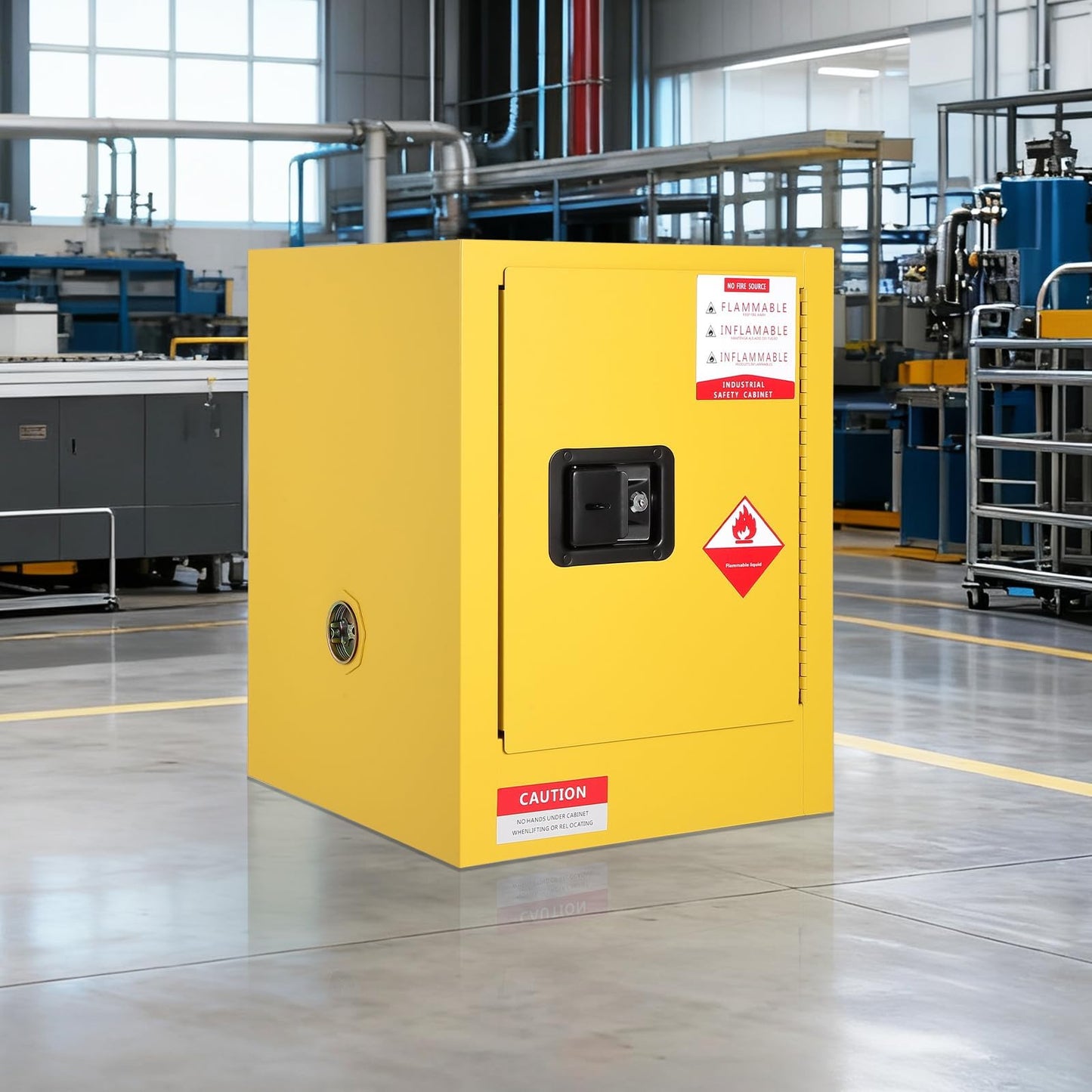 Takywep 2 Gal Flammable Safety Cabinet, Cold-Rolled Steel Flammable Liquid Storage, 17x17x18Inch Fire Resistant, Static Grounding 3-Point Lock for Workshop Garage Laboratory