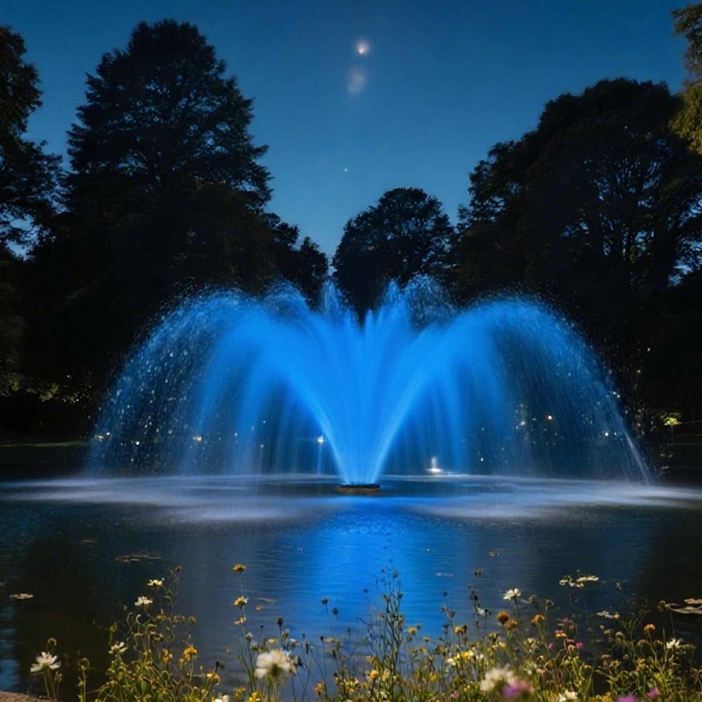 ShuDwrpu Premium LED Pond Fountain with RGB Lighting System, Stainless Steel Rotor, All-Copper Motor, Remote Control, Dynamic Color Changing, for Garden Ponds (Without Light)