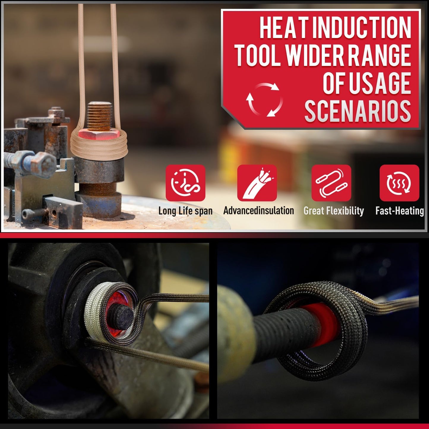 Induction Heater 1300W 110V Bolt Removal,Handheld Magnetic Induction Heater Tool with 5 Coils for Rusty Screw Removing,Red