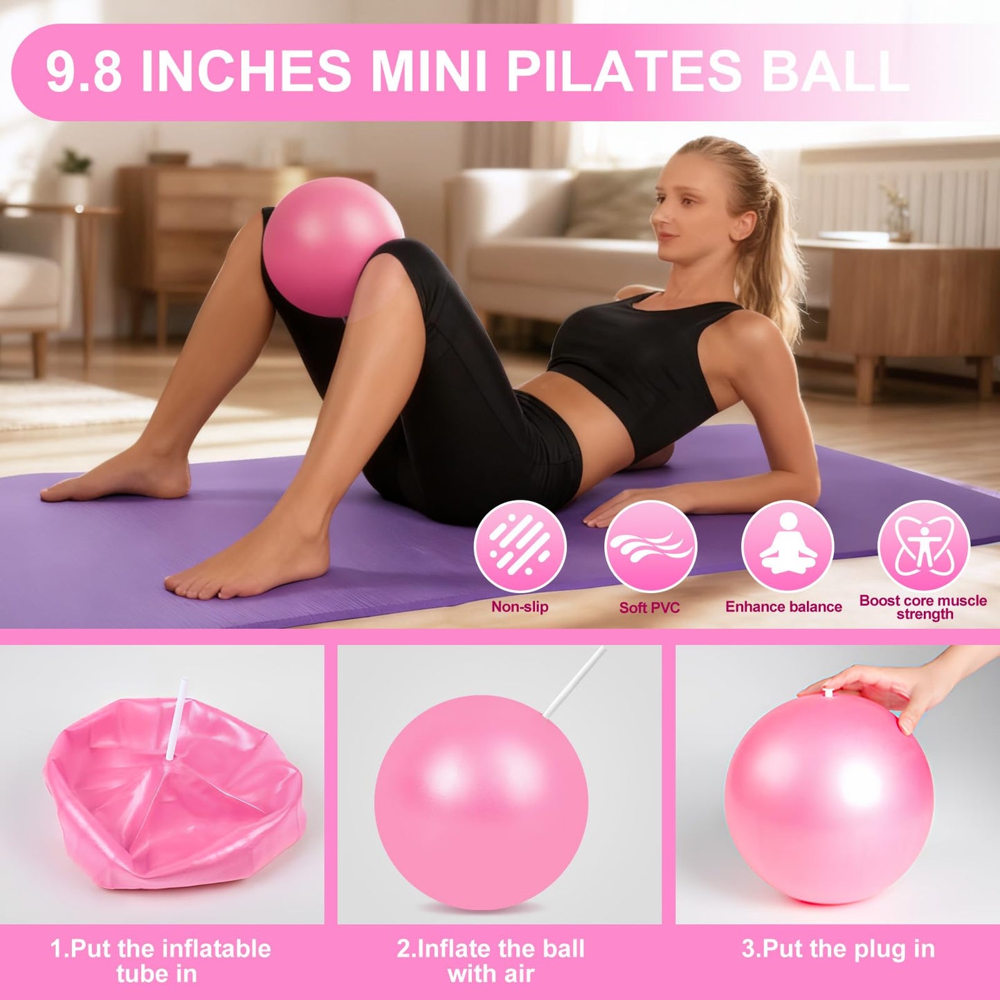 Janhemei Pilates Kit for Women, Pilates Equipment with 13'' Magic Circle, Pilates Ring and Ball Set with 5 Strength Bands, Hip Thrust Belt, Compact Workout Set at Home