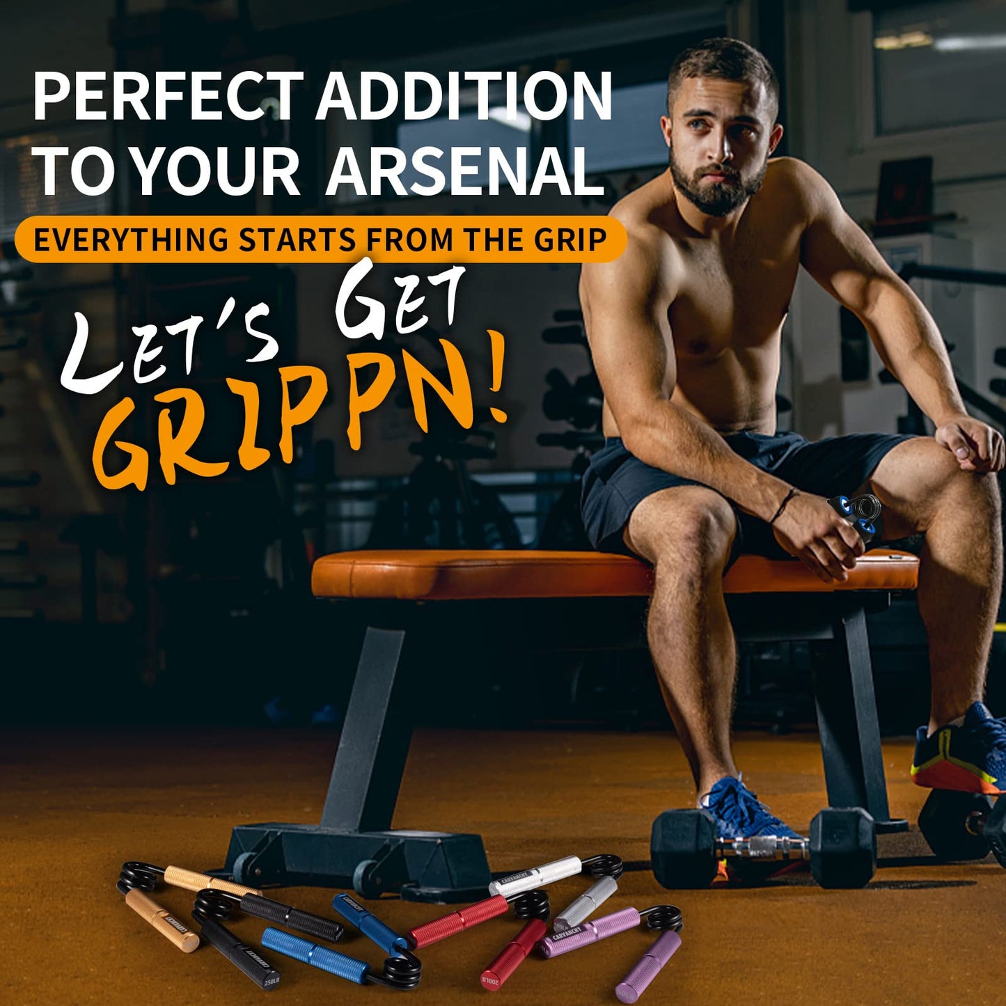 Carvanchy Grip Strength Trainer Set, 50-300LB(6 Pack), Wrist Forearm Strengthener, Metal No Slip, Hand Gripper Strengthener for Training and Exercise, Workout Squeezer