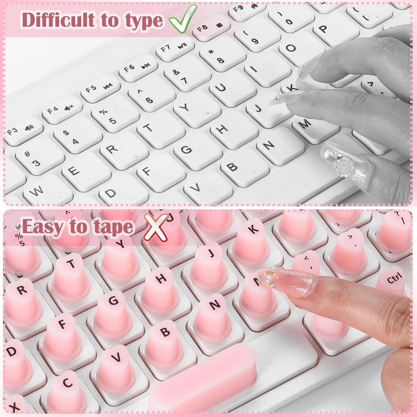 Kingdder 70 Pcs Raised Keyboard Stickers for Long Nails with Letters - Universal Raised Adhesive Nail Art Keyboard