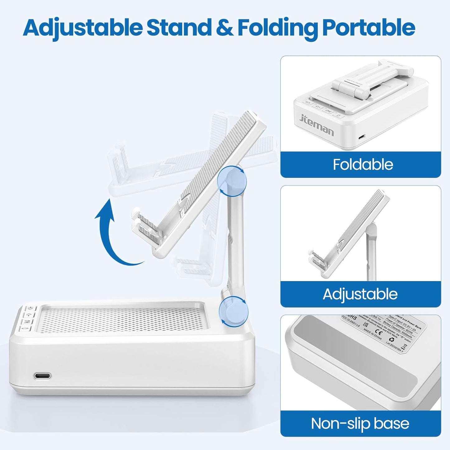 JTEMAN Portable Phone Stand with Speaker Bluetooth Wireless,Gifts for Men Women,Birthday for Women,Kitchen Gadgets
