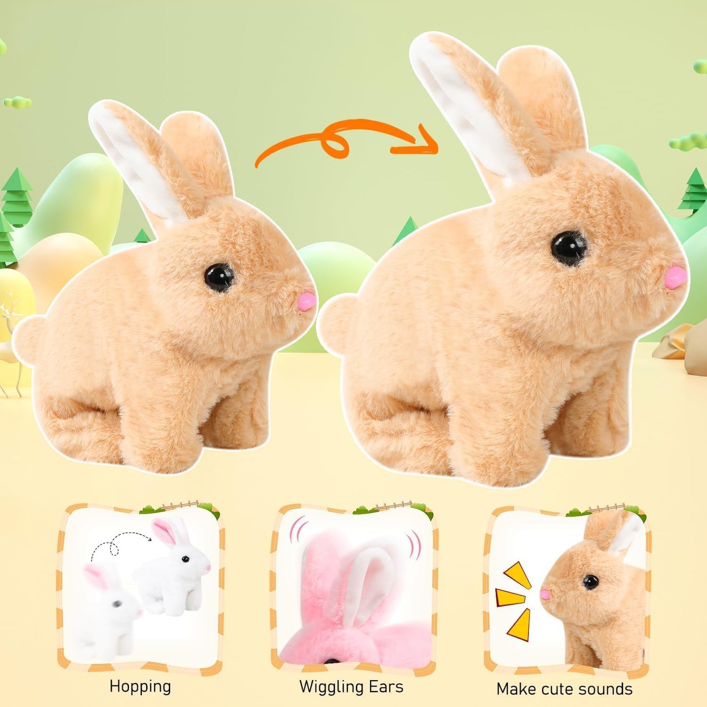 Oprtuisi Bunby - Realistic Bunny Toy with Lifelike Movements & Handmade Features | Brown Easter Gift