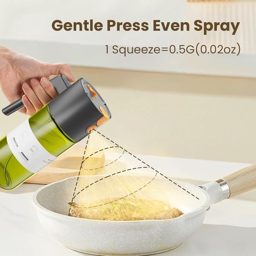 LUKUMIQI 2-in-1 Oil Sprayer - 17oz Light-Blocking Glass Bottle for Cooking, Salad & BBQ