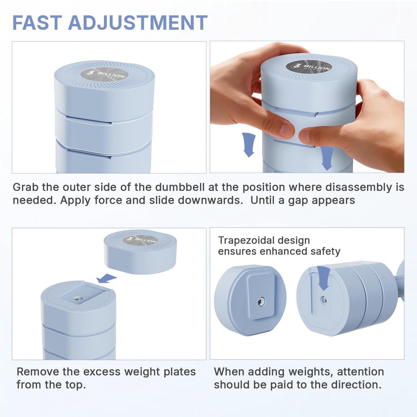 Adjustable Dumbbell Set of 2, Hand Weights for Women, Each 2.2/4.4/6.6/8.8 lbs, Quick-lock Mechanism Weights for Women Anti-slip Handle, Macaron Colors at Home, Office