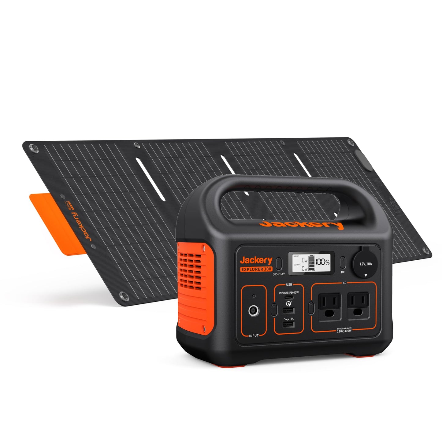 Jackery Portable Power Station Explorer 300, 293Wh Backup Lithium Battery with 40W Solar Panel, 110V/300W Pure Sine Wave AC Outlet, Solar Generator for Outdoors Camping Travel Hunting Blackout