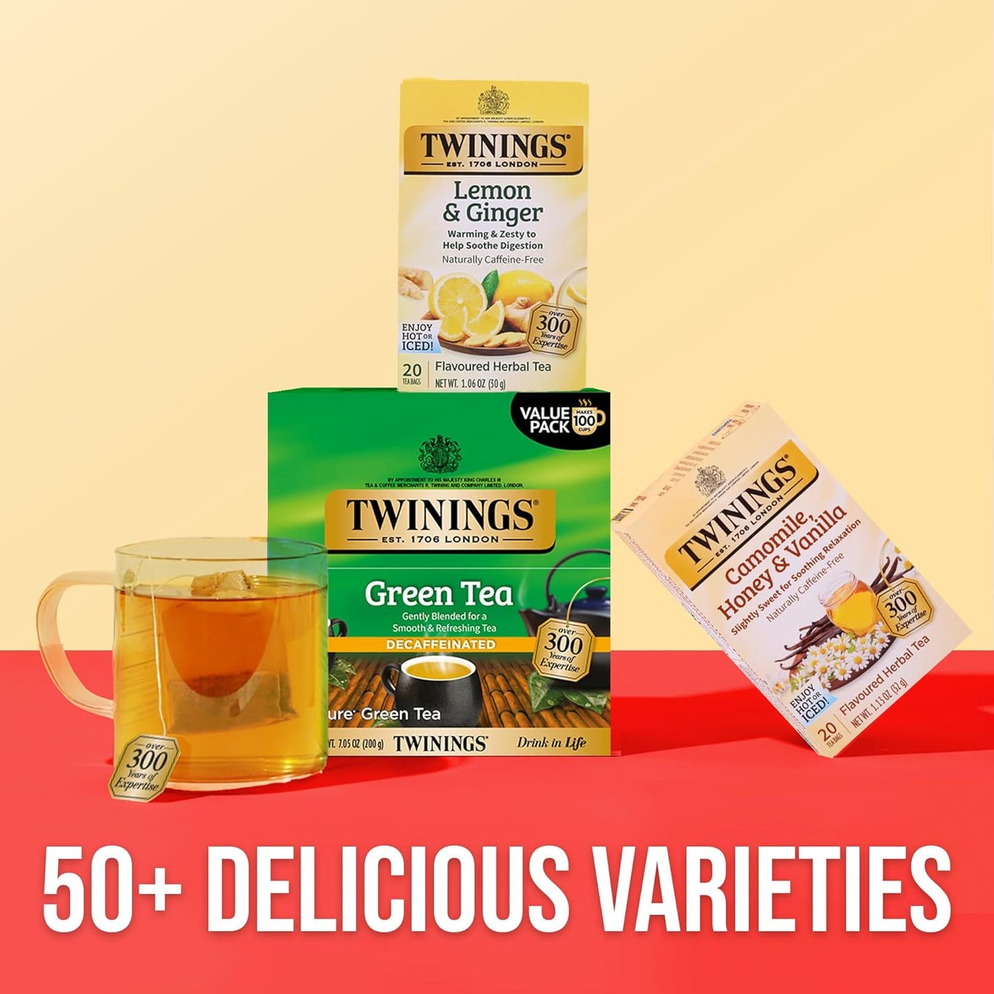 Twinings Decaffeinated Green Tea - Smooth Flavor & Enticing Aroma - 100 Individually Wrapped Teabags