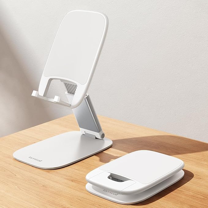 Lamicall Ultra-Thin Cell Phone Holder, Gifts for Fathers Day Men Dad Husband from Daughter Son Wife, White Cellphone Stand, Office Desk Gifts Accessories for iPhone Holder, Desk Organizer