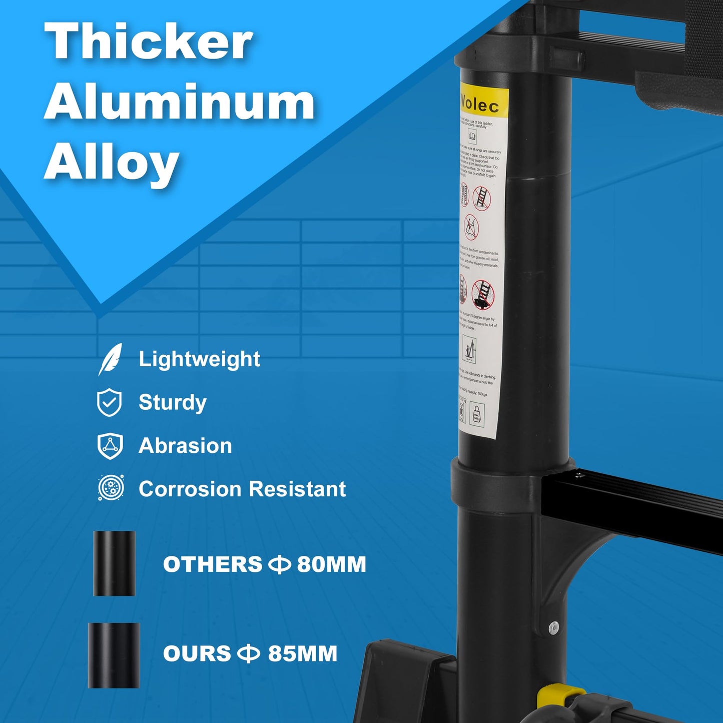 Wolec 19 FT Telescoping Ladder with Hooks, Adjustable Multi-Purpose Collapsible Extension with Stabilizers & Wheels, Heavy Duty 330 lbs Max Capacity, Ideal for Home and Outdoor Work,Black