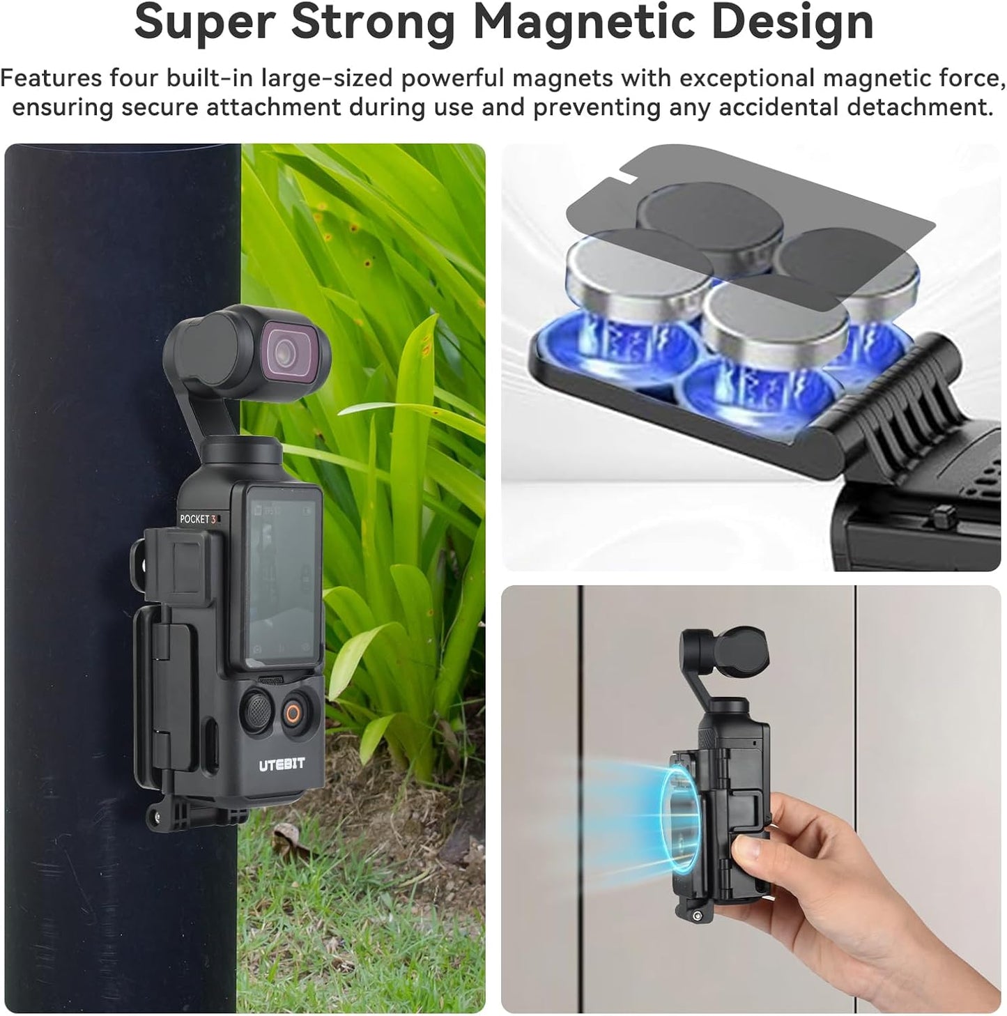 UTEBIT 3, Pocket3 180 Magnetic Mount Stand Compatible with DJI Osmo Pocket Upgraded Accessories Expansion Adapter