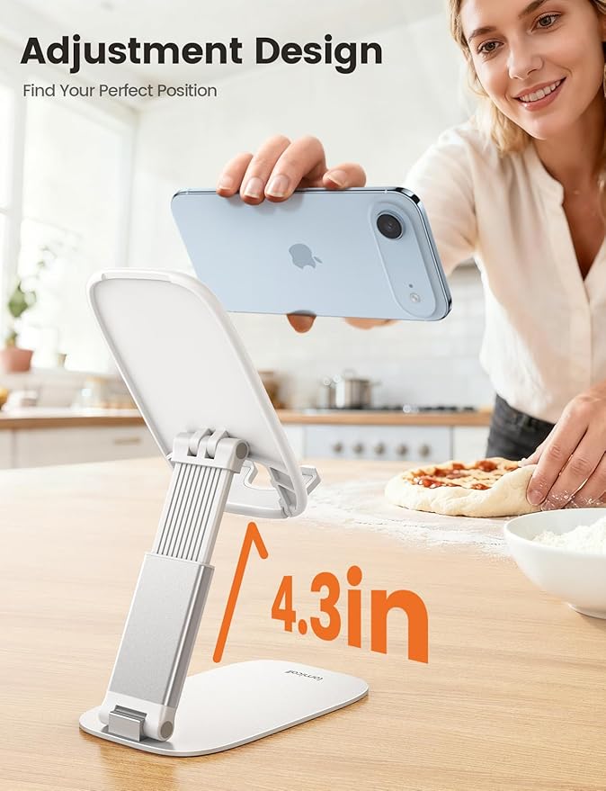 Lamicall Ultra-Thin Cell Phone Holder, Gifts for Fathers Day Men Dad Husband from Daughter Son Wife, White Cellphone Stand, Office Desk Gifts Accessories for iPhone Holder, Desk Organizer