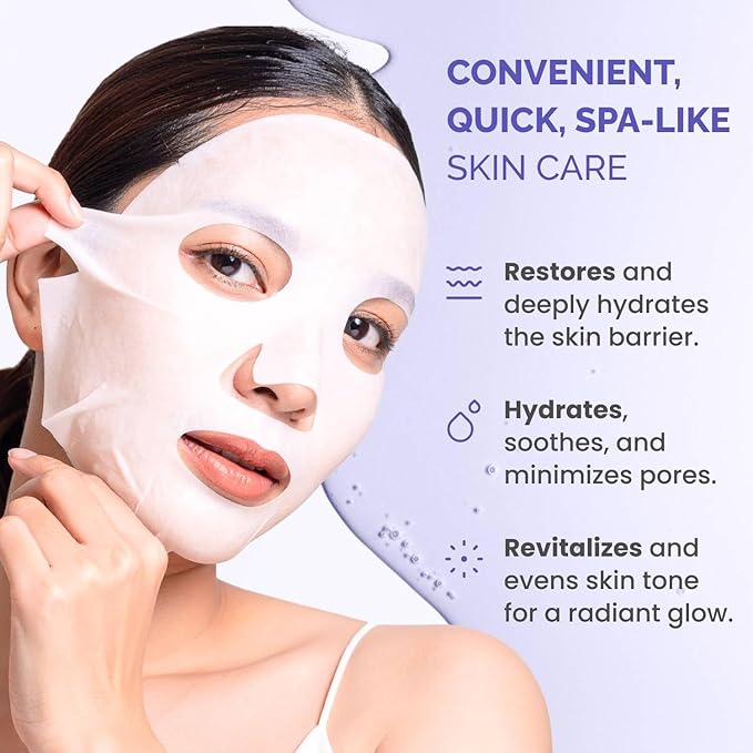 PLANTIFIQUE Facial Sheet Mask Collagen Boost 5 Pack ??Anti-Aging & Firming Face Mask Sheets with Collagen, Coenzyme Q10 & Blueberries ??Korean Skincare for a Smooth, Revitalized Look