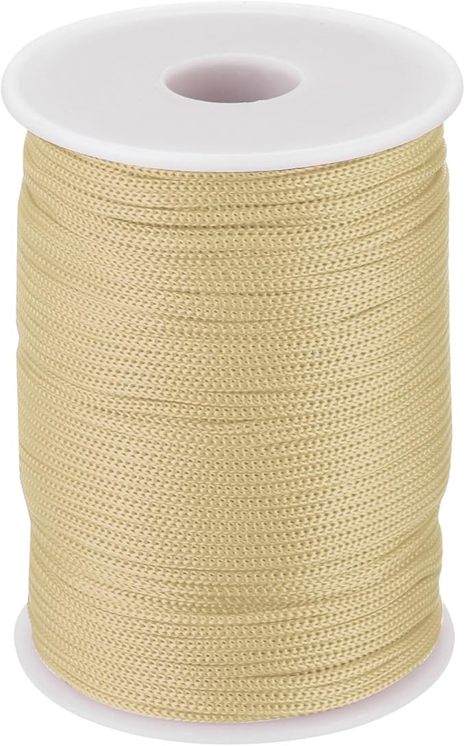 MECCANIXITY 1/12 Inch Polypropylene Rope Braided Ropes, 328ft Nylon Rope Hollow Utility Cord for Clothesline, Camping, Hiking, Outdoor, Beige