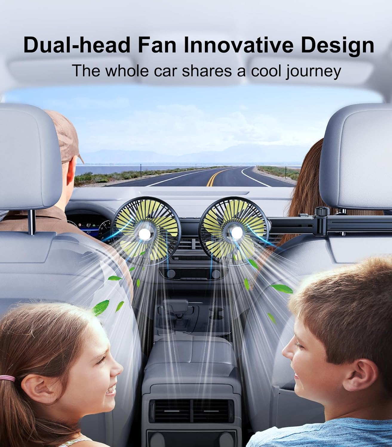 Cable*1] Battery Fan for Car Backseat Kids with Retractable Long Arm, Rechargeable Car Seat Fan That Blow Cold Air