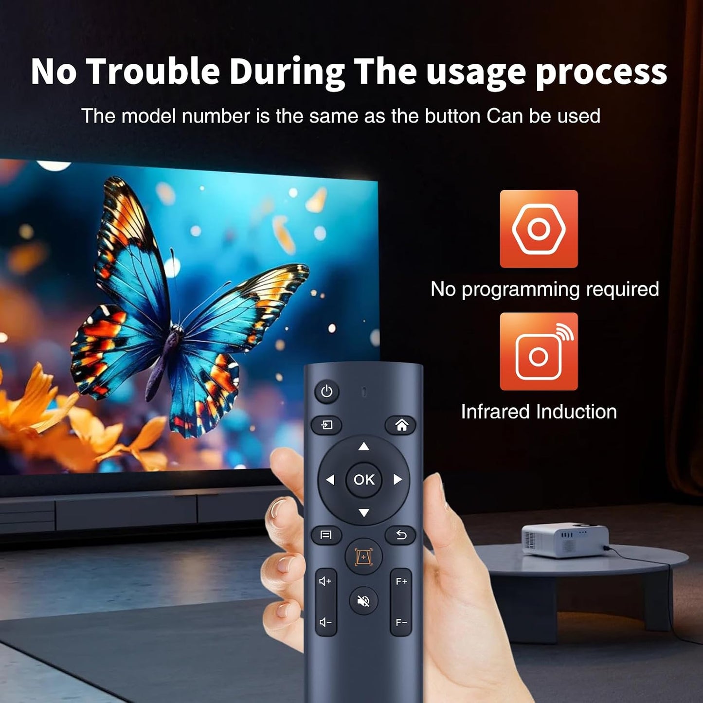 WDZP V9, P62 New Projector Remote Control fit for YABER Pro WiMiUS Projector