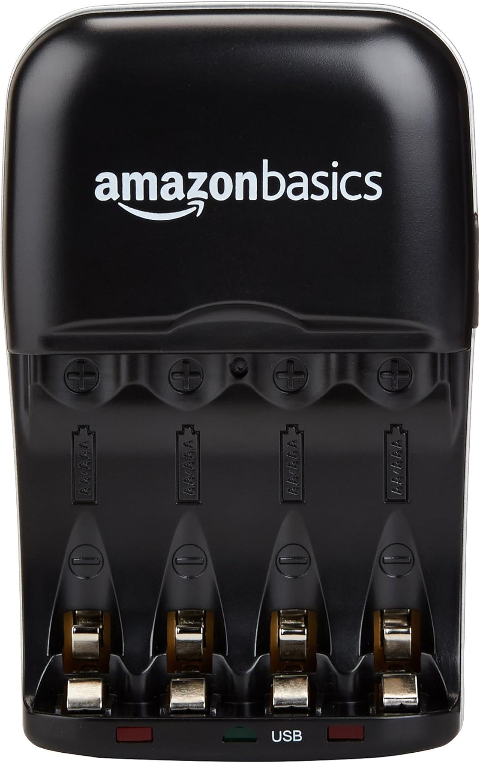 Amazon Basics Rechargeable Battery Charger for AA & AAA Ni-MH Batteries with USB Port, Portable, Travel-Friendly