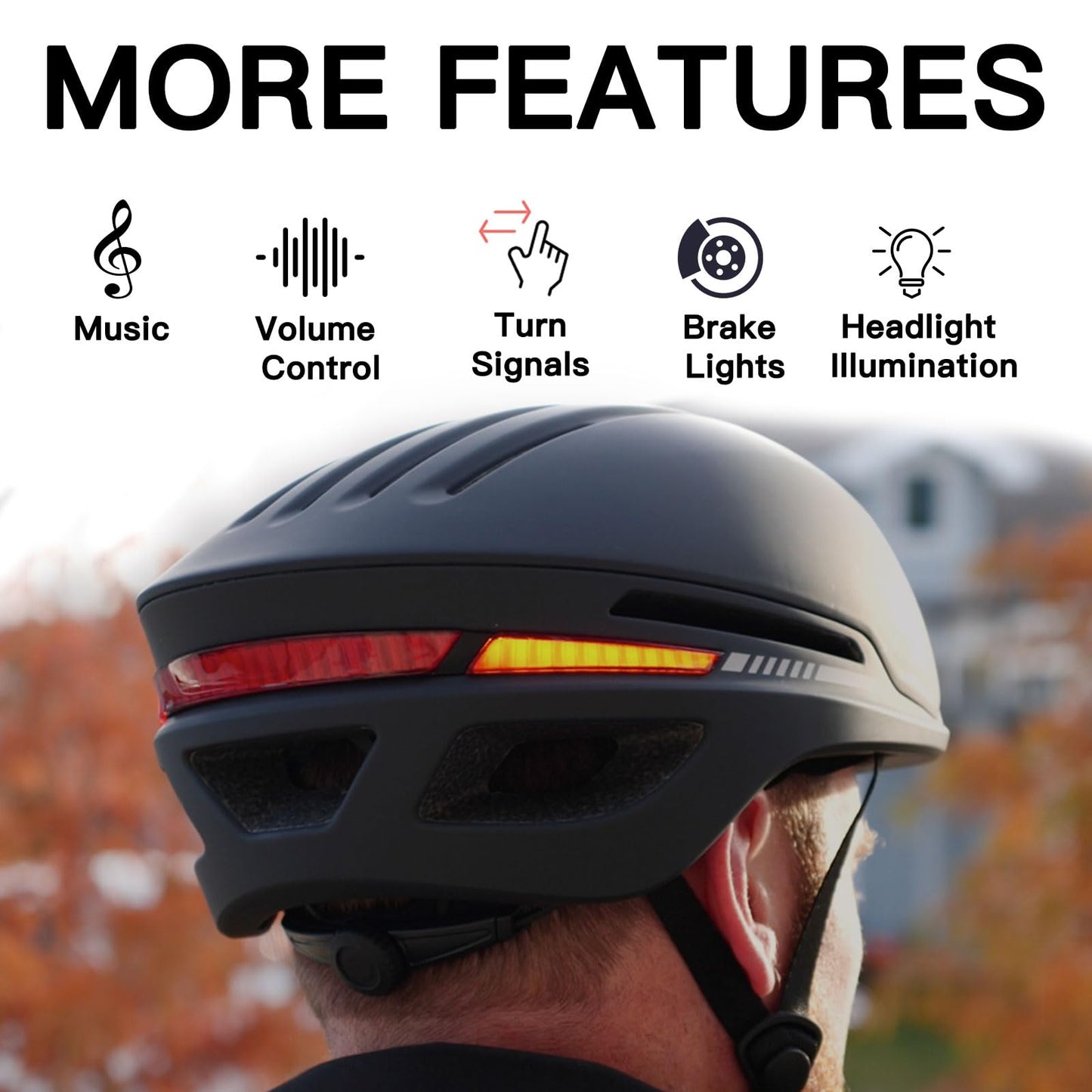 ASIEVIE Bike Helmet, Auto Brake Blinker, Customizable Front and Back LED Lights with Turn Signals, Road Bicycle Helmets for Adults: Men, Women (White,S/M)