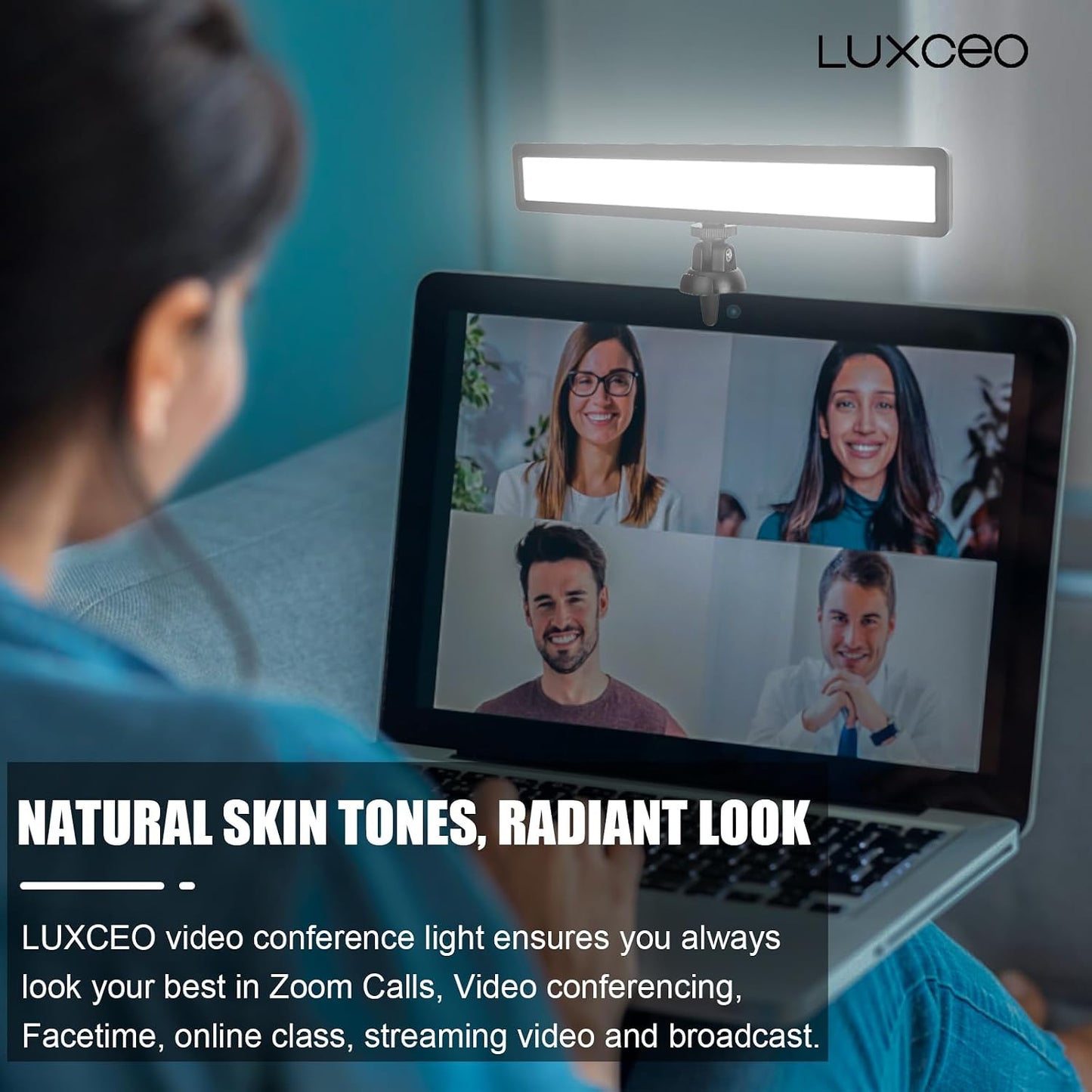 luxceo Video Conference Lighting, Zoom Light for Remote Working, Webcam Lighting for Laptop, Zoom Calls, Live