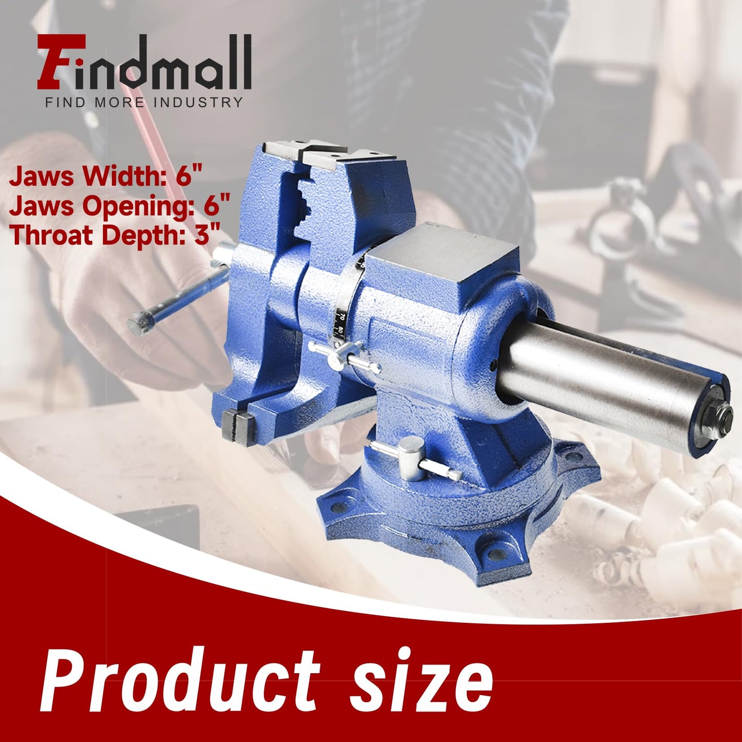findmall Multipurpose Vise Bench Vise Heavy Duty Multi-Jaw Vise 360-Degree Rotation Clamp on Vise with Swivel Base and Head for Clamping Fixing Equipment Home or Industrial Use (6 inch)