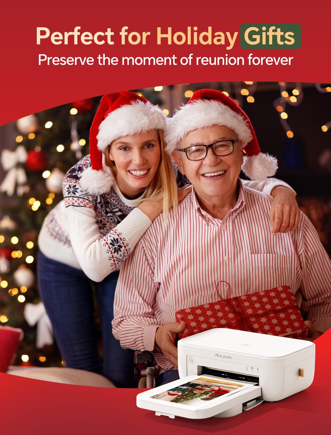HPRT Photo Printer 4x6,+108Sheets&2ribbon,Instant Picture Printer for iPhone, Android, Smartphone,Portable Photo Printers for Home Use,Thermal Dye-Sublimation, AR Video Printing（White）
