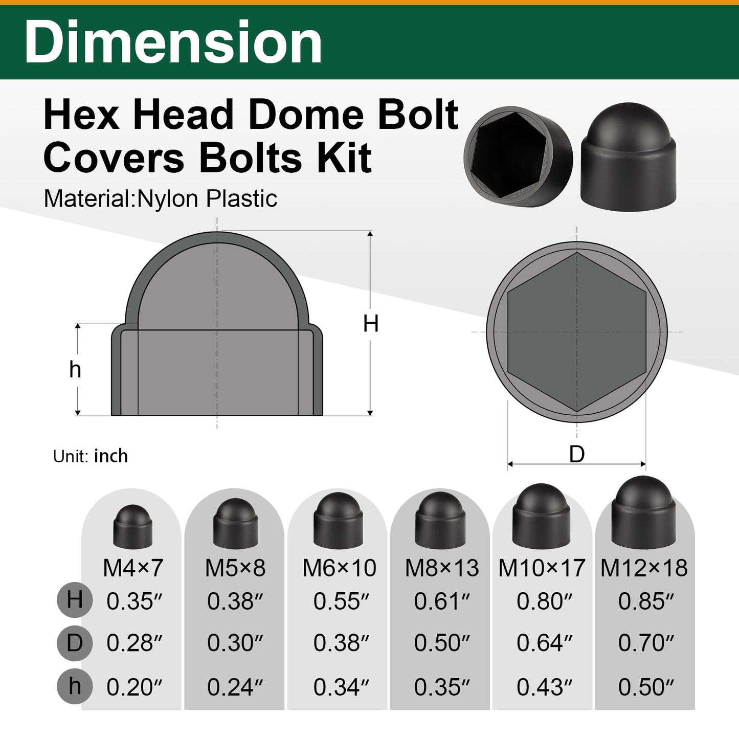 150 Pcs Metric Plastic Bolt Caps, Hex Head Dome Covers for M4–M12 Bolts, Waterproof Dustproof Protective Nut End Caps