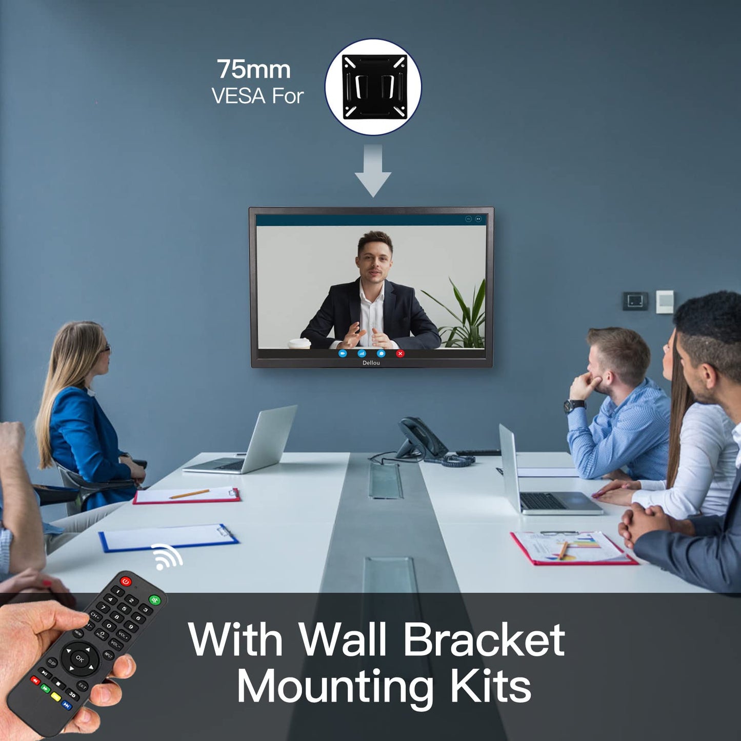 Elweyoo 22 inch Monitoring LCD Display Security Camera Monitor Multifunction Interface HDMI, AV, BNC, VGA, USB, PC Input CCTV Computer Monitor Built-in Speaker 1920x1080 Full HD, Black
