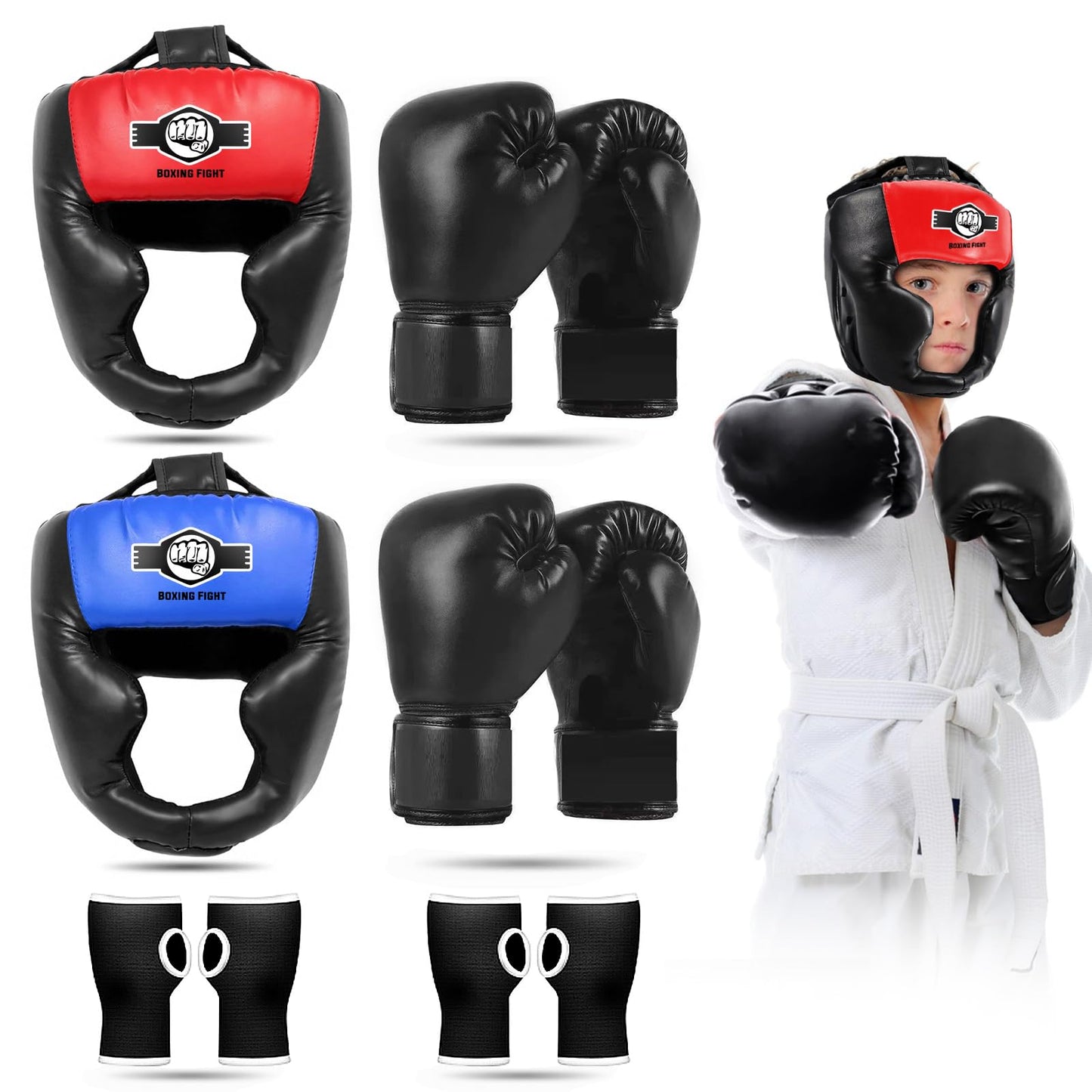 YORWHIN Boxing Headgear for Kids, Boxing Head Gear Training Sparring Safety Head Guard with Gloves, Protective Gear for MMA, Kickboxing, Muay Thai