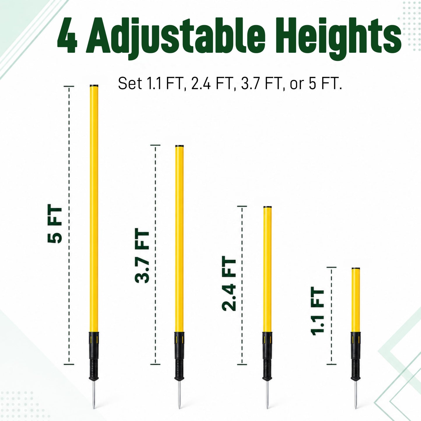 6 Pcs Soccer Agility Poles for Training,5 FT Adjustable Speed and Agility Training Equipment,Football/Basketball/Horse/Dog Sports Practice Equipment,Soccer Sticks with Ground Spring Nails for Outdoors