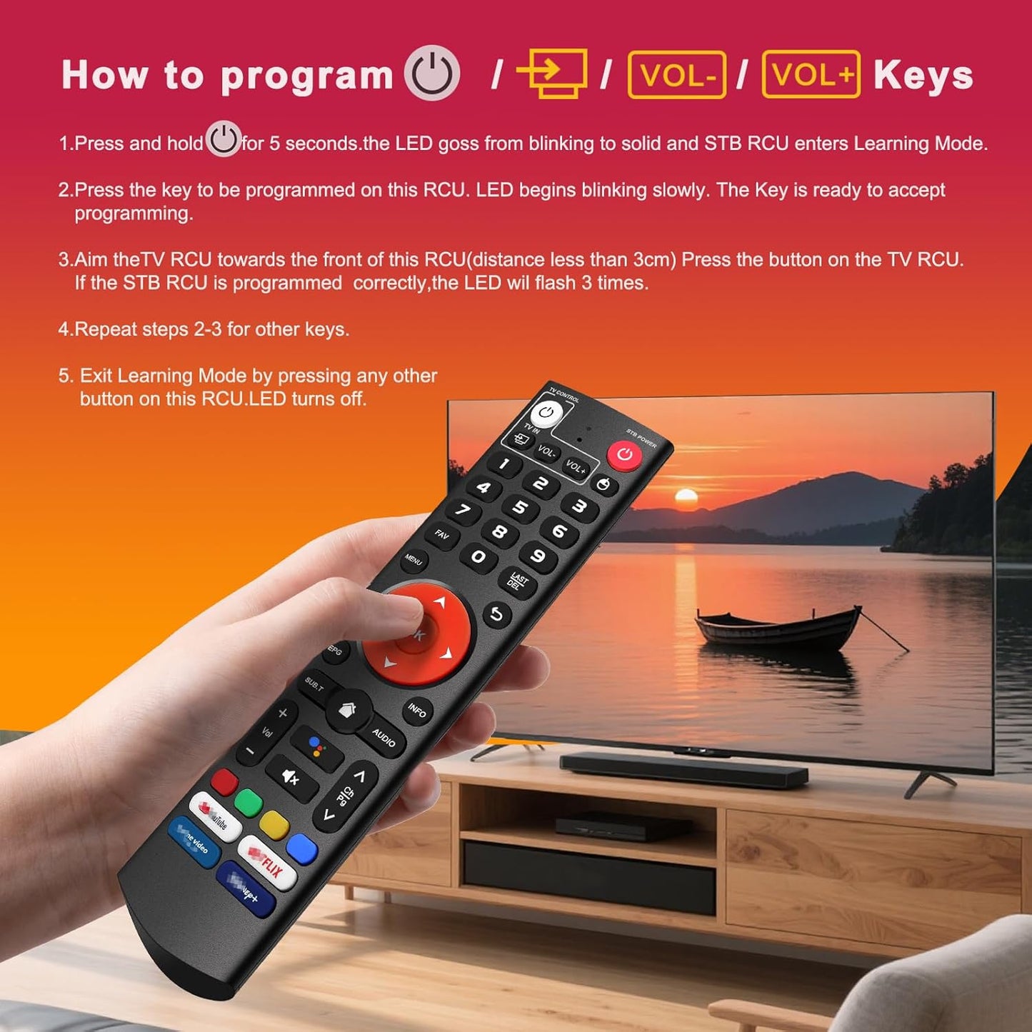 Rytuqo V3 Plus/Pro Voice Remote Control Compatible for vSeeBoxReplacement Learning Bluetooth Remote Control