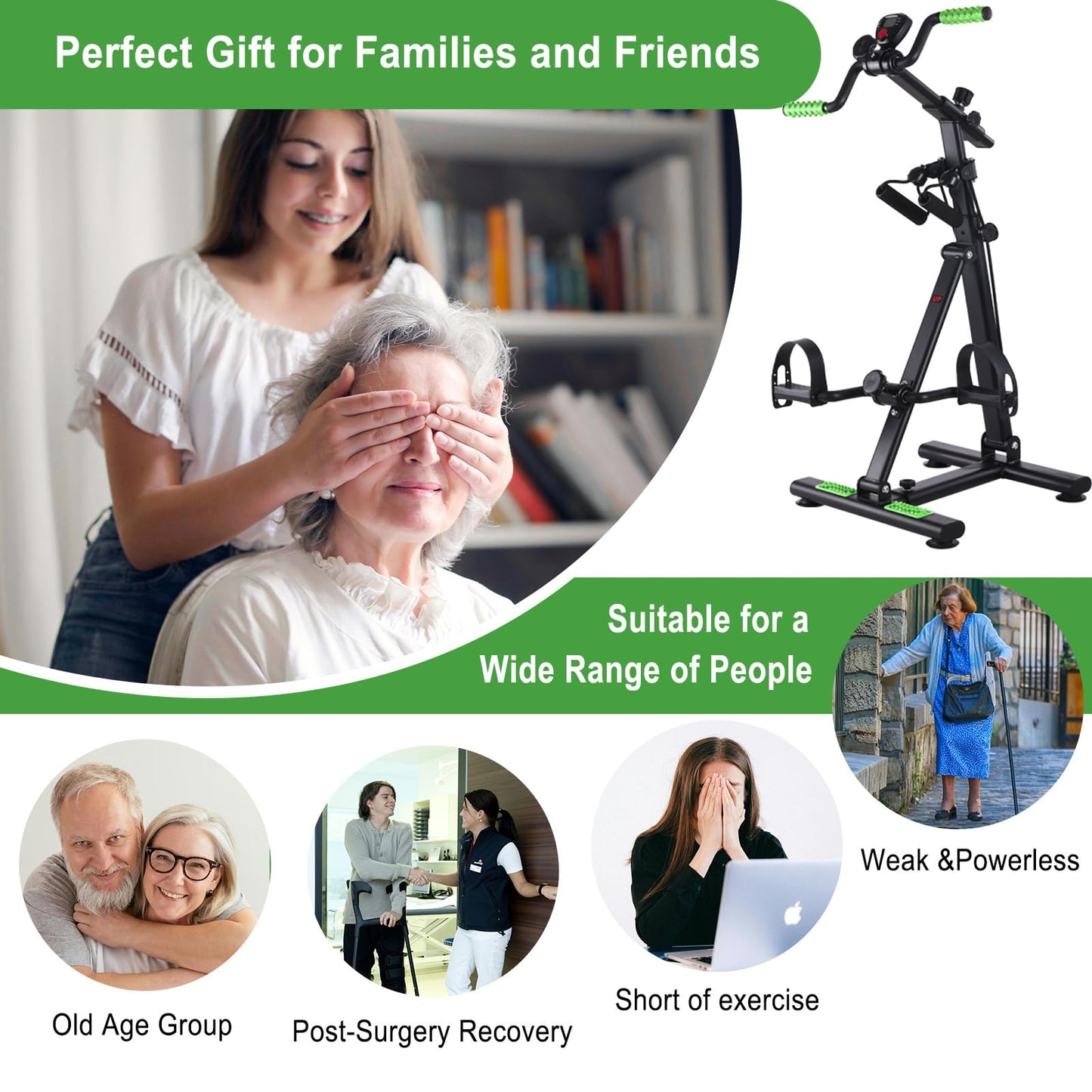MDODM Pedal Exerciser Bike for Seniors, Arm Leg Hand and Knee Elderly Exercise Equipment, Sitting Home Exercise Machine for Total Body, Great Gift for Elderly