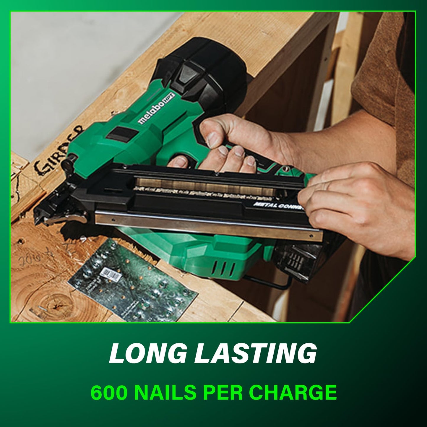 Metabo HPT 18V MultiVolt Brushless 1-1/2" Metal Connector Nailer, Cordless Air Spring Nailer with 18V 4.0Ah Battery, Lightweight Design, 600 Nails Per Charge, Sequential Actuation, NR1838DKA