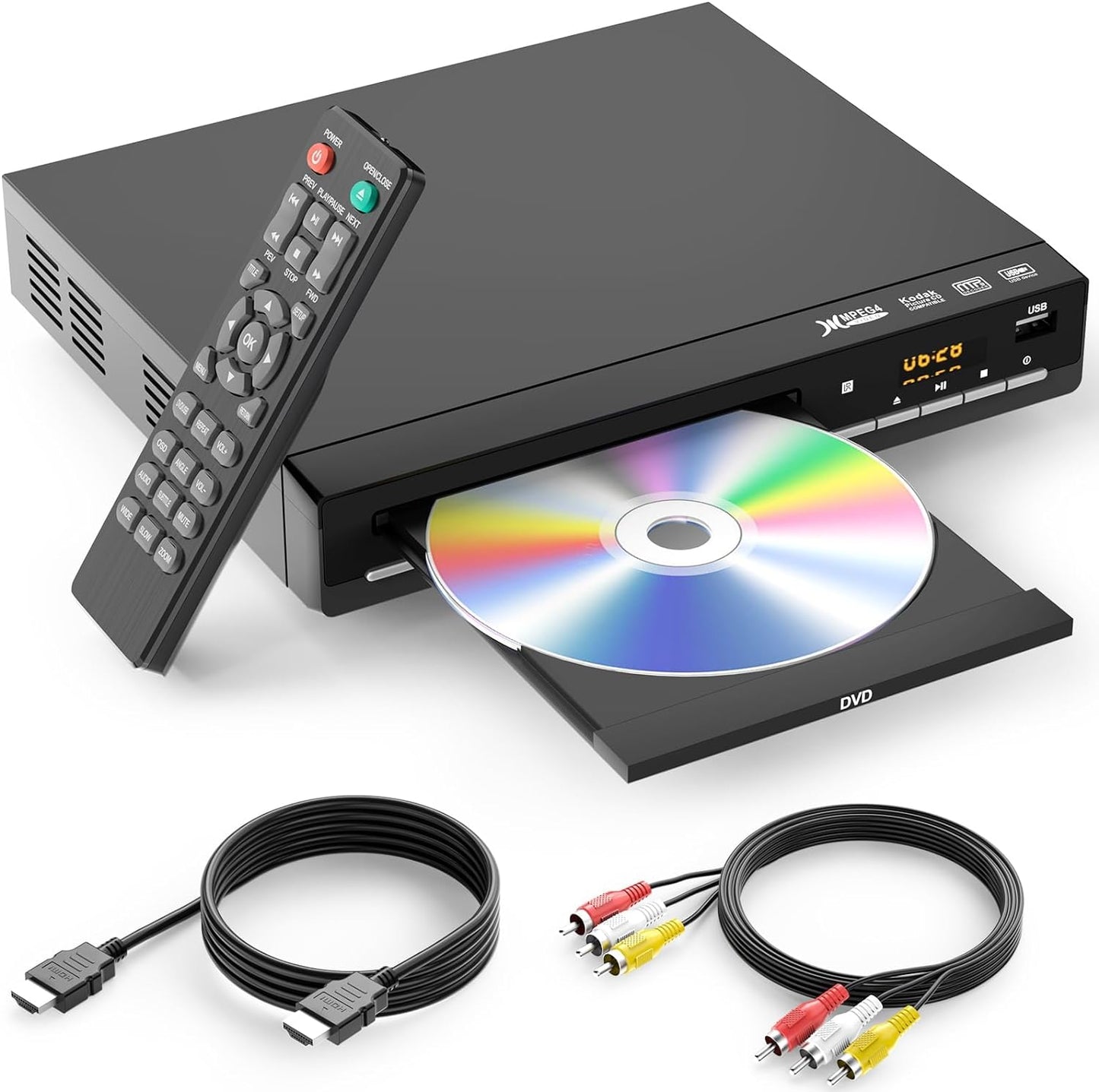 WSJSYH 1080P DVD Players for TV with HDMI,Plays All Regions and Formats,CD Player for Home,Support