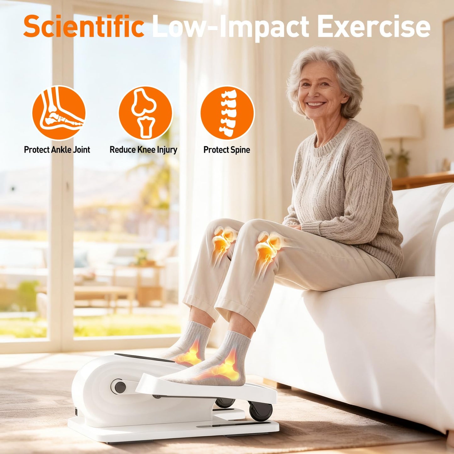 DamKee Under Desk Elliptical Exercise Machine, Electric Ellipse Leg Exerciser as Seen on TV, 15 Speeds Foot Exerciser While Sitting for Seniors, Portable Seated Pedal Exerciser for Home Office, Gifts