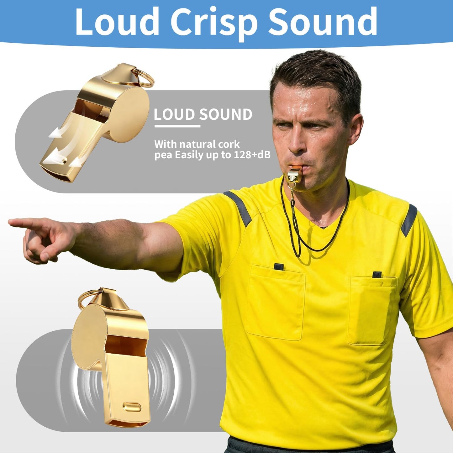 Srxiura Whistle, 2 Pack Stainless Steel Sports Whistles with Lanyard, Loud Crisp Sound Whistles Great for Coaches, Referees, and Officials，Outdoor Enthusiasts,Life Saving,Hiking,Pets Training
